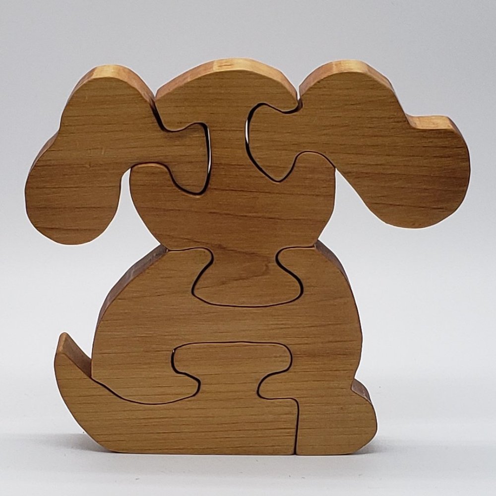 Thick Wooden Dog or Puppy Shaped Jigsaw Puzzle